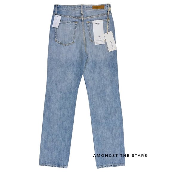 GRLFRND The Mica Distressed High Waisted Straight Leg Blue Jeans - Picture 10 of 11